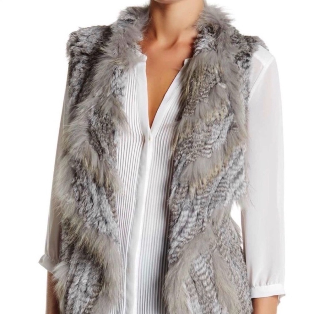 Genuine rabbit fur and wool vest size S